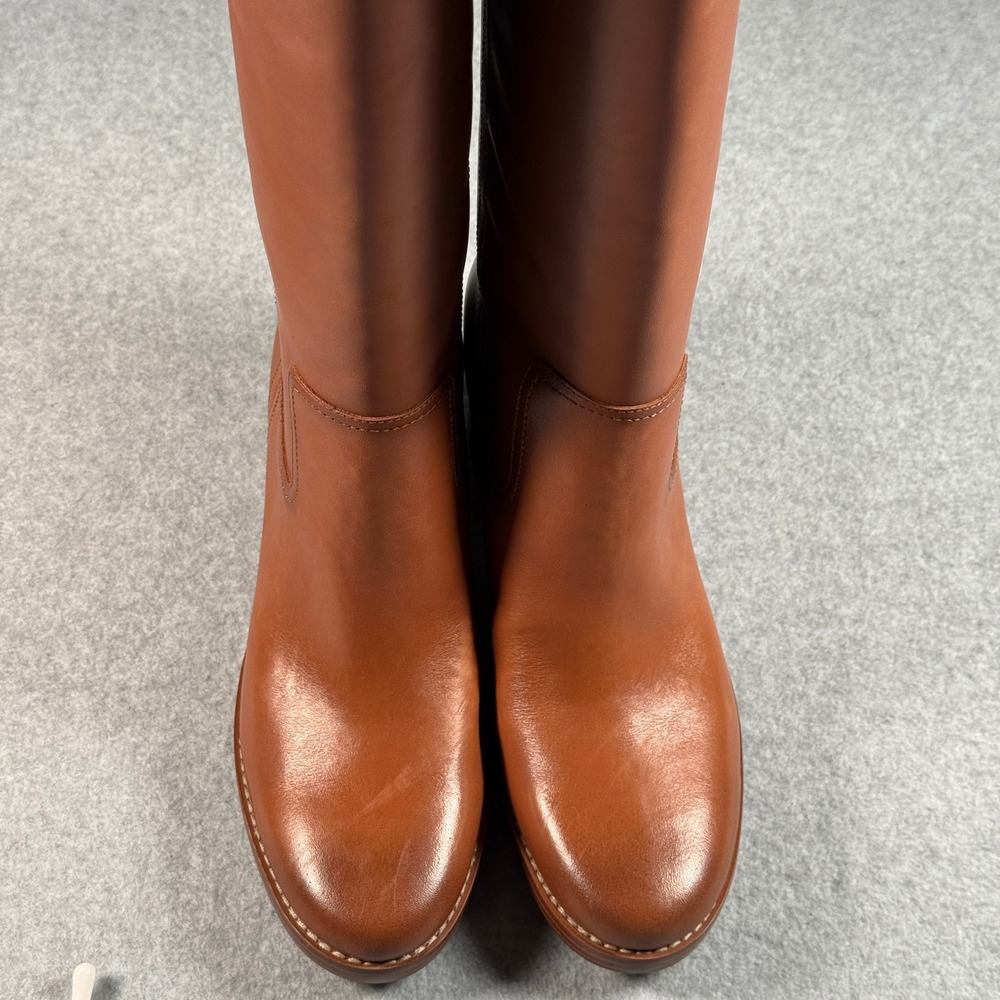 Nine West Tall Leather Boots Dark Natural Women's 9.5M Heeled Riding Style NIB - Picture 4 of 6